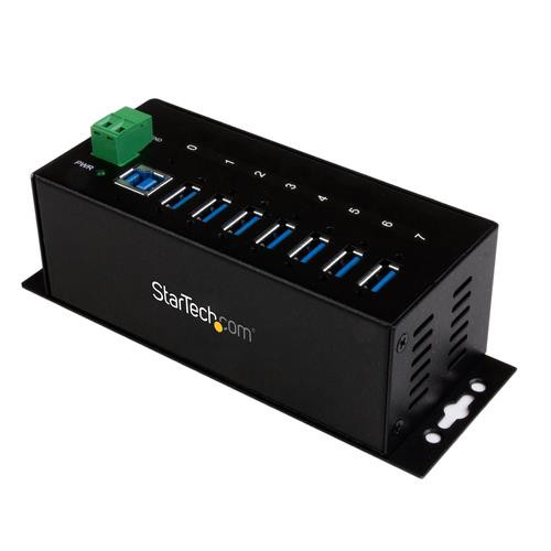StarTech.com Hub USB 3.0 à 7 ports - 5Gbps - Hub USB-A industriel en métal avec protection ESD et protection contre les surtensions de 350W - Montage sur rail DIN, mural ou sur bureau - Hub d'extension USB conforme TAA - ST7300USBME