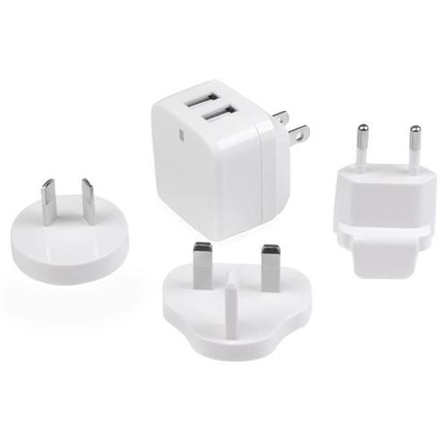StarTech.com Chargeur mural USB à 2 ports - Haute puissance 17W / 3,4A - Chargeur de voyage international - Blanc - USB2PACWH