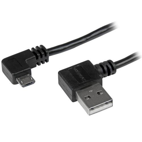 StarTech.com Câble USB A vers Micro B de 2 m avec connecteurs coudés à angle droit - M/M - Noir - USB2AUB2RA2M