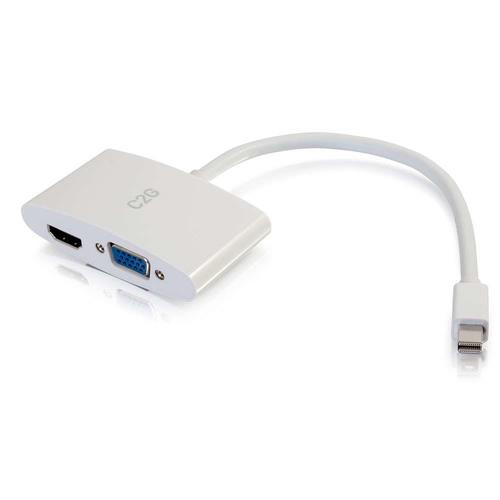 C2G  câble vidéo et adaptateur 0,2 m Mini DisplayPort HDMI + VGA (D-Sub) Blanc - 28272