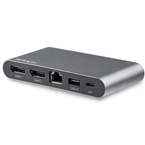 StarTech.com Dock USB-C à double affichage Displayport 4K - Mini Station d'Accueil - Power Delivery Passthrough 100 W - GbE - Hub USB-A 2 Ports - Adaptateur Multiport USB Type C - Câble 1m - DK30C2DAGPD