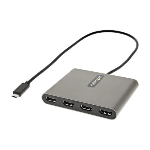 StarTech.com Adaptateur USB C vers 4 HDMI - Carte Vidéo & Graphique Externe - Convertisseur USB Type-C vers Quadruple Écran HDMI - 1080p 60Hz - Dongle Multi Écran - Windows Uniquement - USBC2HD4