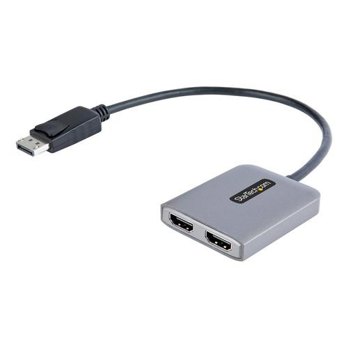 StarTech.com Hub DisplayPort HDMI Double - Dual HDMI 4K 60Hz - Hub DP vers HDMI MST - Convertisseur DisplayPort Mâle vers HDMI Femelle - Convertisseur DP vers 2x HDMI avec Câble de 30cm - DisplayPort splitter Hub - MST14DP122HD