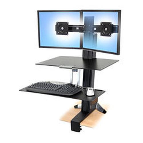 Ergotron WorkFit-S, Dual with Worksurface+ Noir Support multimédia - 33-349-200