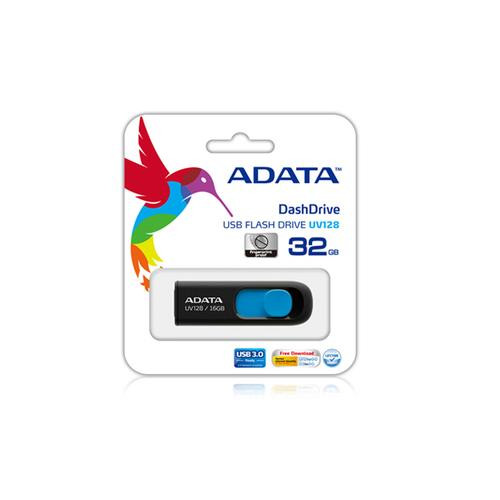 ADATA DashDrive UV128 128GB lecteur USB flash 128 Go USB Type-A 3.2 Gen 1 (3.1 Gen 1) Noir, Bleu - AUV128-128G-RBE
