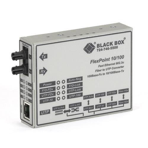 Black Box  convertisseur de support réseau 100 Mbit/s Multimode Gris - LMC100A-R3