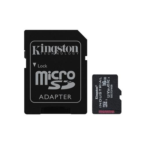 Kingston Technology Carte 16GB microSDHC Industrielle C10 A1 pSLC + adaptateur SD - SDCIT2/16GB