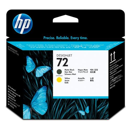 HP 72 tête d'impression DesignJet noir mat et jaune - C9384A