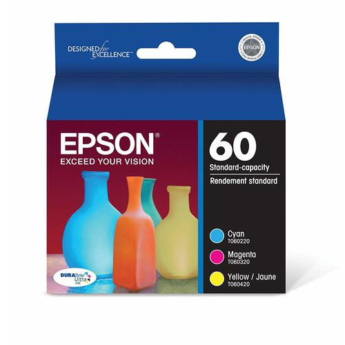 Epson 60 cartouche d'encre 3 pièce(s) Original Rendement standard Cyan, Magenta, Jaune - T060520-S Epson 60 cartouche d'encre 3 pièce(s) Original Rendement standard Cyan, Magenta, Jaune - T060520-S