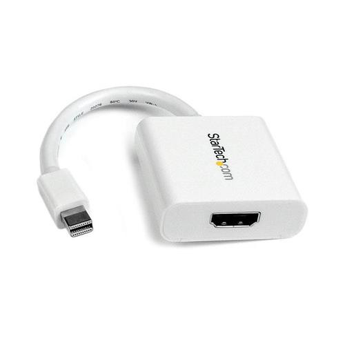 StarTech.com Adaptateur Mini DisplayPort vers HDMI - Convertisseur Vidéo mDP à HDMI - 1080p - Mini DP ou TB 1/2 Mac/PC vers Moniteur/Affichage HDMI - Câble Passif mDP 1.2 vers HDMI - Blanc - MDP2HDW