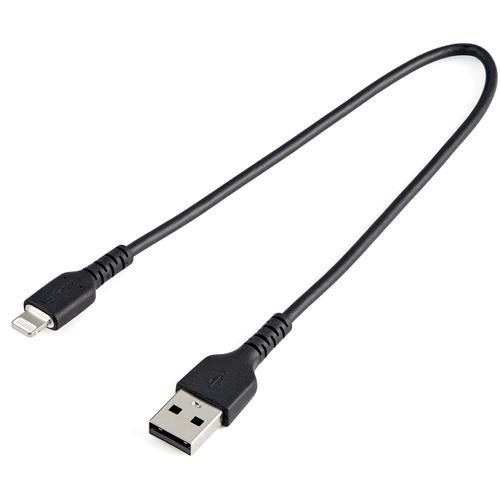 StarTech.com Câble USB-A vers Lightning Noir Robuste 30cm - Câble de Charge/Synchronisation de Type A vers Lightning en Fibre Aramide - iPad/iPhone 12 - Certifié Apple MFi - RUSBLTMM30CMB