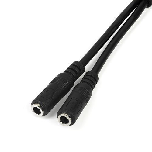 StarTech.com Adaptateur pour casque avec prises pour écouteur et microphone séparées - Mini-Jack 3,5mm 1x (M) 2x (F) - Noir - MUYHSMFF