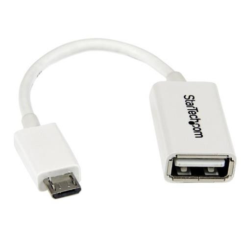 StarTech.com Câble adaptateur Micro USB vers USB Host OTG de 12cm - Mâle / Femelle - Blanc - UUSBOTGW StarTech.com Câble adaptateur Micro USB vers USB Host OTG de 12cm - Mâle / Femelle - Blanc - UUSBOTGW