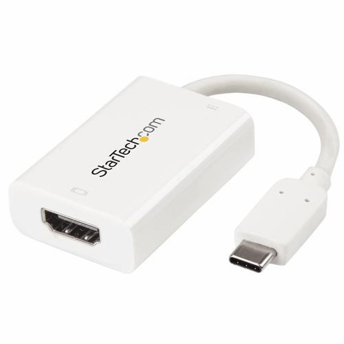 StarTech.com Adaptateur vidéo USB-C vers HDMI avec USB Power Delivery - M/F - 4K 60 Hz - Blanc - CDP2HDUCPW