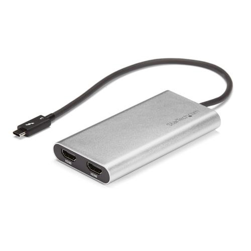 StarTech.com Adaptateur Thunderbolt 3 vers Double HDMI 2.0 - Adaptateur Vidéo Double Écran Thunderbolt 3 TB3 USB Type C vers HDMI 2.0 4K 60 Hz - Certifié Thunderbolt 3 - Mac et Windows - TB32HD24K60