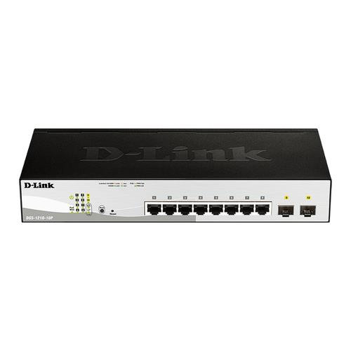 D-Link  commutateur réseau Géré L2 Gigabit Ethernet (10/100/1000) Connexion Ethernet, supportant l'alimentation via ce port (PoE) 1U Noir - DGS-1210-10P