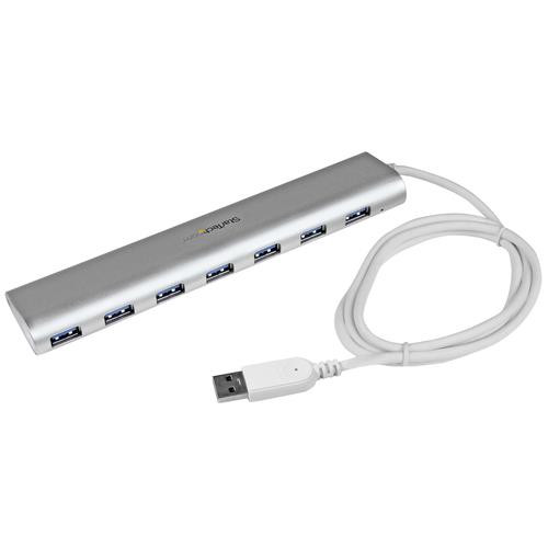 StarTech.com Hub USB à 7 Ports avec Ethernet, USB-A, Gigabit Ethernet/GbE, USB 5Gbps, Design Robuste, Alimentation par Bus, Hub USB 3.0 Portable pour Ordinateur Portable - ST73007UA