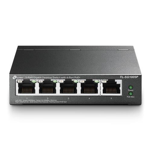 TP-Link TL-SG1005P Non-géré Gigabit Ethernet (10/100/1000) Connexion Ethernet, supportant l'alimentation via ce port (PoE) Noir - TL-SG1005P V1
