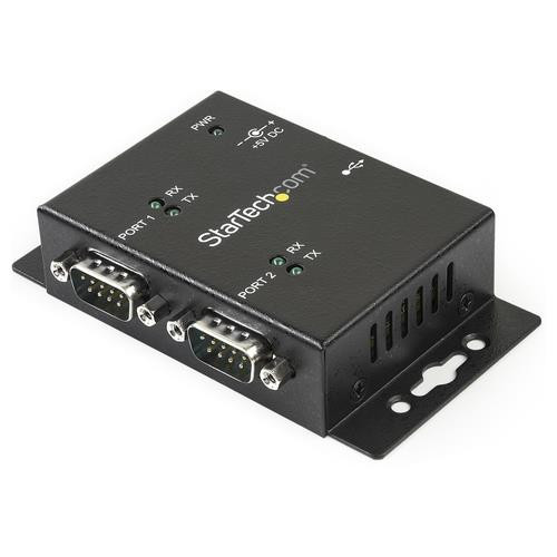 StarTech.com Hub adaptateur industriel USB vers série 2 ports à fixation murale avec clips de rail DIN - ICUSB2322I