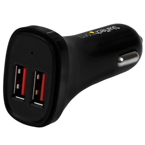 StarTech.com Chargeur de voiture USB à 2 ports - Haute puissance (24 W/4,8 A) - Noir - USB2PCARBKS