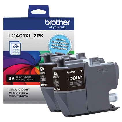Brother  cartouche d'encre 1 pièce(s) Original Rendement élevé (XL) Noir - LC401XL2PKS