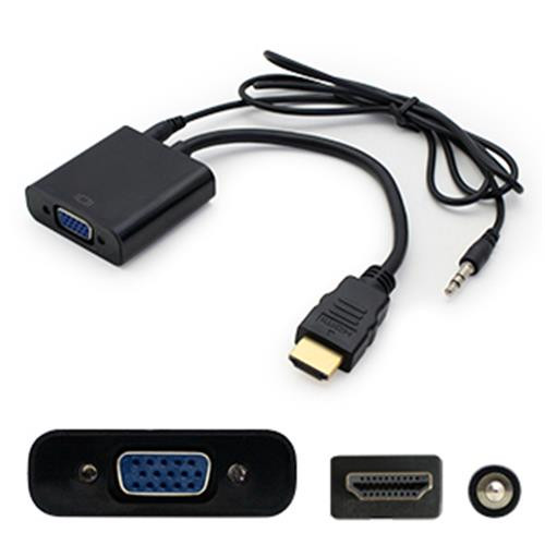 AddOn Networks  câble vidéo et adaptateur HDMI Type A (Standard) VGA (D-Sub) + 3,5 mm Noir - HDMI2VGAA-5PK