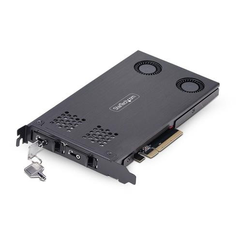 StarTech.com Double Baie M.2 NVMe SSD vers PCIe x8 avec Plateau Amovible, Bifurcation PCIe requise, Installation sans Outils, PCIe Backplane avec Deux Baies de Disques Hot-Swap - 2M2-REMOVABLE-PCIE