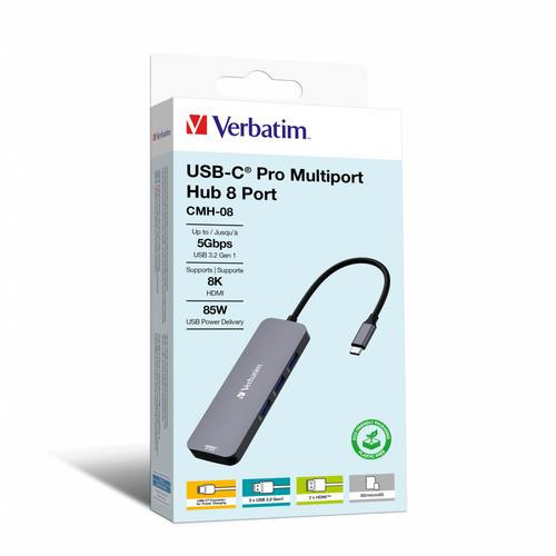 Verbatim CMH-08 USB Type-C 5000 Mbit/s Argent - 32151