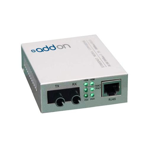 AddOn Networks Media Converter, 100Base-TX(RJ45) to 100Base-LX(ST) convertisseur de support réseau 100 Mbit/s 1310 nm Argent - ADD-FMC-FX-4ST