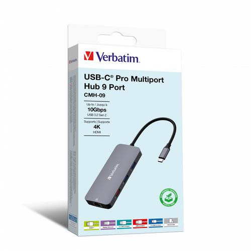 Verbatim CMH-09 USB Type-C 10000 Mbit/s Argent - 32152