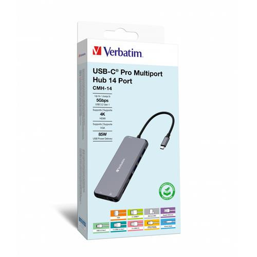 Verbatim CMH-14 USB Type-C 5000 Mbit/s Argent - 32154