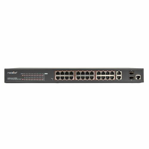 Rocstor SolidConnect SCM28 Géré L2 Gigabit Ethernet (10/100/1000) Connexion Ethernet, supportant l'alimentation via ce port (PoE) Noir - Y10S011-B1