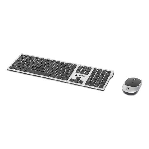 Manhattan  clavier Souris incluse Universel RF sans fil QWERTY Noir, Argent - 180788