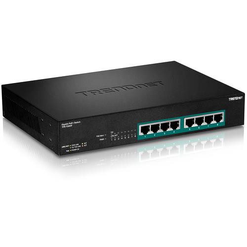 Trendnet  v1.0R Non-géré Gigabit Ethernet (10/100/1000) Connexion Ethernet, supportant l'alimentation via ce port (PoE) 1U Noir - TPE-TG80F