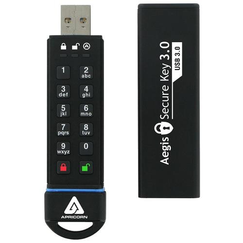 Apricorn Aegis Secure Key 3.0 lecteur USB flash 30 Go USB Type-A 3.2 Gen 1 (3.1 Gen 1) Noir - ASK3-30GB
