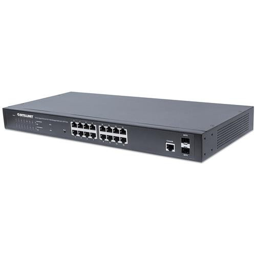 Intellinet  commutateur réseau Géré L2+ Gigabit Ethernet (10/100/1000) Connexion Ethernet, supportant l'alimentation via ce port (PoE) 1U Noir - 561341