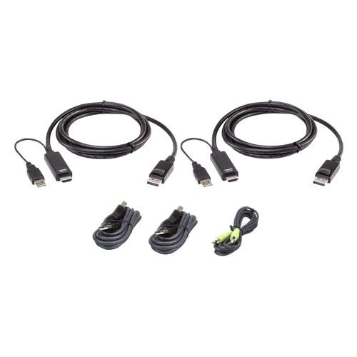 ATEN Kit de câbles KVM USB deux affichages sécurisés et universels de 1.8 M - 2L-7D02UHDPX5