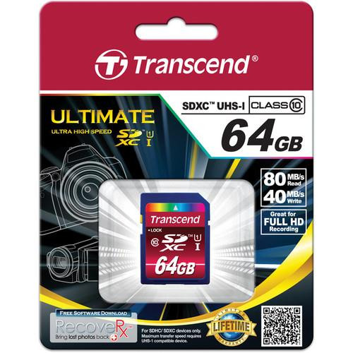 Transcend  mémoire flash 64 Go SDXC MLC Classe 10 - TS64GSDXC10U1