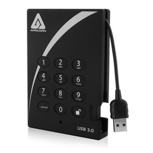 Apricorn Aegis Padlock Fortress 1TB disque dur externe 1 To 5400 tr/min USB Type-A 3.2 Gen 1 (3.1 Gen 1) Noir - A25-3PL256-1000F