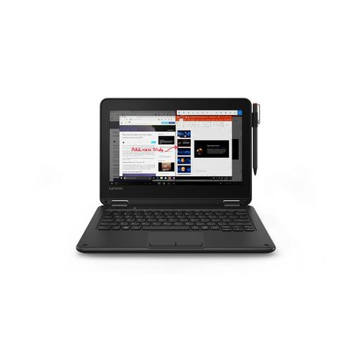 Lenovo 300e Intel® Celeron® N3450 Hybride (2-en-1) 29,5 cm (11.6") Écran tactile HD 4 Go LPDDR4-SDRAM 64 Go eMMC Wi-Fi 5 (802.11ac) Windows 10 Pro Noir - 81FY000XCF
