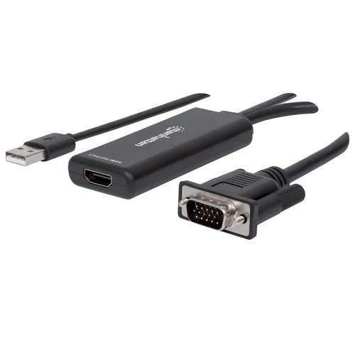 Manhattan  câble vidéo et adaptateur 1 m USB Type-A + VGA (D-Sub) HDMI Noir - 152426