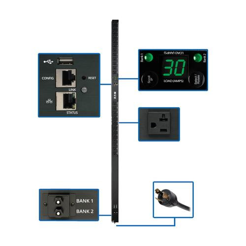 Tripp Lite  unité de distribution d'énergie 24 sortie(s) CA 0U Noir - PDUMNV30LX