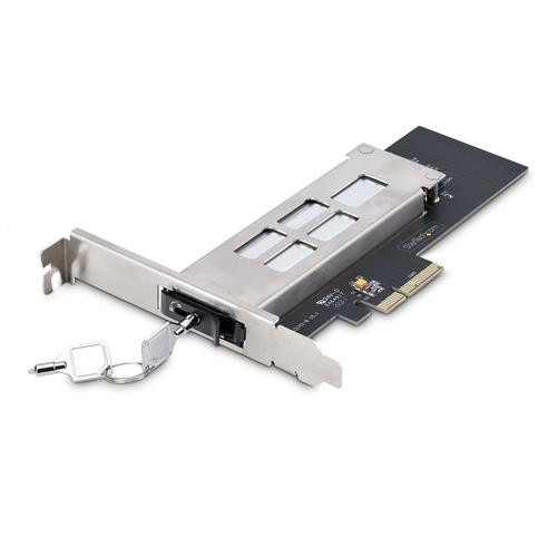 StarTech.com Adaptateur SSD M.2 NVMe vers PCIe x4 avec Plateau Amovible pour Slot d'Extension PCI Express, Carte Adaptateur PCIe, Installation Sans Outil, Baie de Disque Hot-Swap PCIe 4.0/3.0, Verrouillage par Clé - M2-REMOVABLE-PCIE-N1