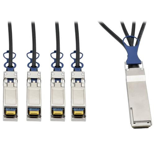 Tripp Lite  câble InfiniBand et à fibres optiques 1 m QSFP+ 4xSFP+ Noir, Bleu, Métallique - N281-01M-BK