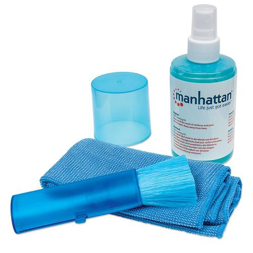 Manhattan  kit de nettoyage pour ordinateur LCD/TFT/Plasma Chiffons secs et humides et liquide de nettoyage d'équipement électronique 200 ml - 421027