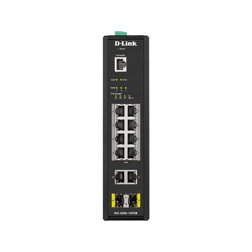 D-Link  commutateur réseau Géré L2 Gigabit Ethernet (10/100/1000) Connexion Ethernet, supportant l'alimentation via ce port (PoE) Noir - DIS-200G-12PSW