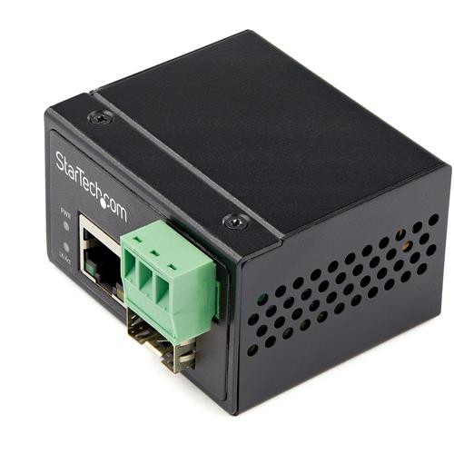 StarTech.com Convertisseur Fibre RJ45 Industriel - 100Mbps SFP vers Réseau Ethernet/Cat6 - Fibre Optique Mono Mode/Multi Mode vers Cuivre - 12-56V CC - IP-30/ -40 à +75°C - IMC100MSFP