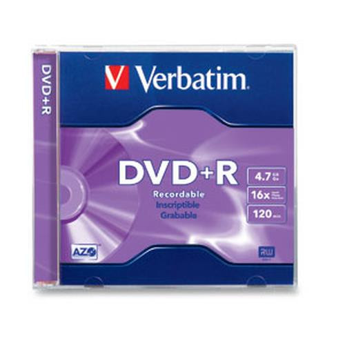 Verbatim DVD+R 4.7GB 16X Branded 1pk Jewel Case 4,7 Go 1 pièce(s) - 94916