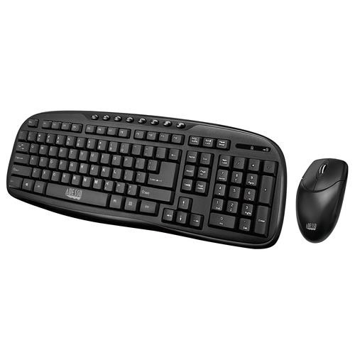 Adesso  clavier Souris incluse Universel RF sans fil QWERTY Anglais américain Noir - WKB-1330CB