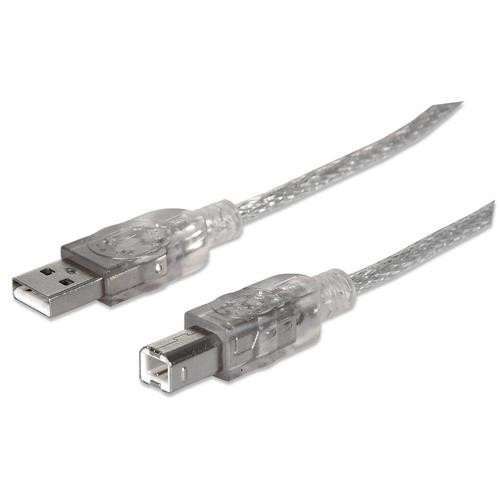 Manhattan  câble USB USB 2.0 3 m USB A USB B Argent - 340458 Manhattan  câble USB USB 2.0 3 m USB A USB B Argent - 340458